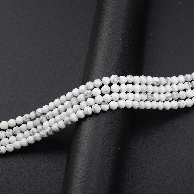 LPBeads 200Pcs Polished 6mm Round Natural White Howlite Gemstone Loose Beads with Stretch Cord for Jewelry Making Bracelets - Image 5